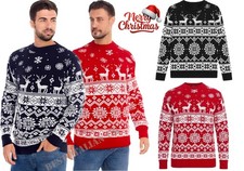 Men's Women's Christmas Jumper Novelty Xmas Festive Knitted Knitwear Sweater