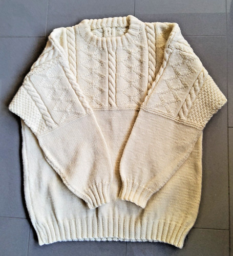 Men hand knitted cream - men's,