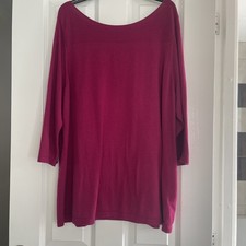 Next Cerise 3/4 Sleeve Boat Neck Top Size 20