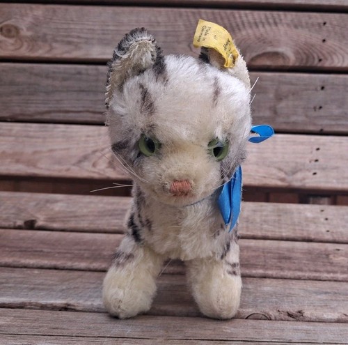 Steiff tabby cat kitten button - tabby,