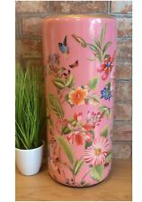 Bright Pink Floral Ceramic Umbrella / Walking Stick Stand / Large Vase MIN0839