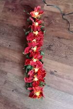 Vintage Kleeneze Light Up Christmas Poinsettia Artificial Door Swag- 65 Cm