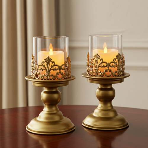 Set gold vintage candle - of,
