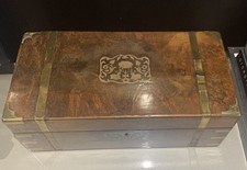 Antique Walnut ? Brass Writing Slope Box for RESTORATION REPAIRS PARTS Vintage  