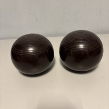 Henselite Bowls Pair Size 3 Super Grip Dark Brown Lawn Bowls Lovely Condition