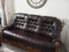 Designer DFS  Leather Sofa 3 seater Dark Brown