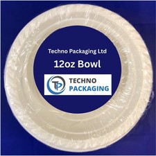 12oz White Plastic Bowls 7" Disposable Party Bowl Dessert Catering Reusable