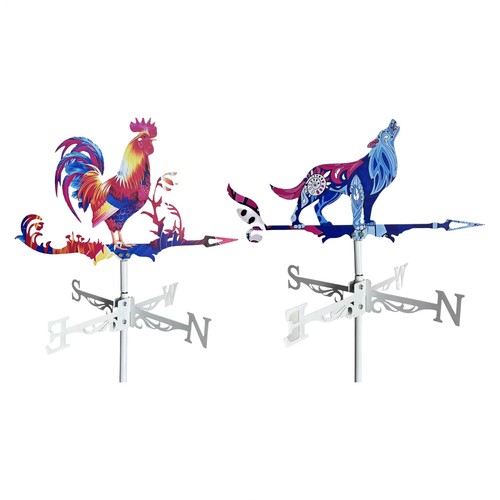 Wolf rooster weather vane - rooster,
