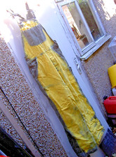 DOCKERS HEAVY DUTY DUNGAREE OVERALLS KHAKI GREEN YELLOW W29 L32 BOHO