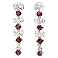 Silver Earrings Red Garnet