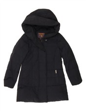WOOLRICH Girls Hooded Padded Coat 9-10 Years Navy Blue Polyester BO10