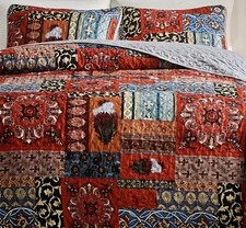 Red Patchwork Bedspread/Quilt