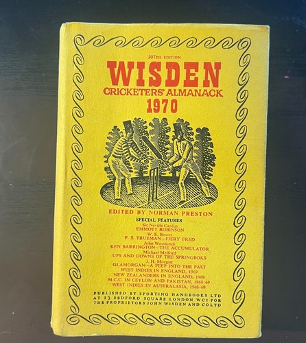 Wisden almanack 1970 hardback - wisden,