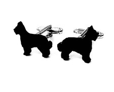 Briard Dog Cufflinks Mens Novelty Shirt Cufflinks In Black