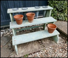 Vintage Wooden 3 Tier Plant Stand Florist Flower Display Original Paint
