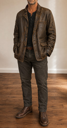 Vintage genuine brown leather - genuine,