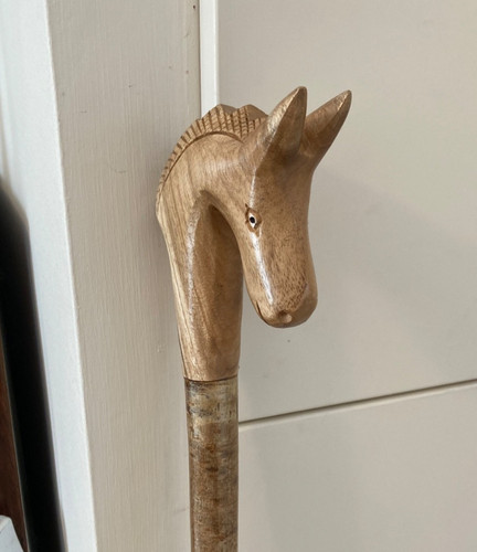 Hand carved wood horse - hand, head
