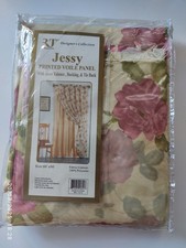 Slot Top Single Voile Panel Single Curtain, Printed Floral, backing and tie back