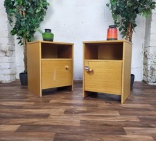 Pair Of Vintage Mid-Century Avalon Blonde Oak Bedside Cabinets Scandi Retro MCM