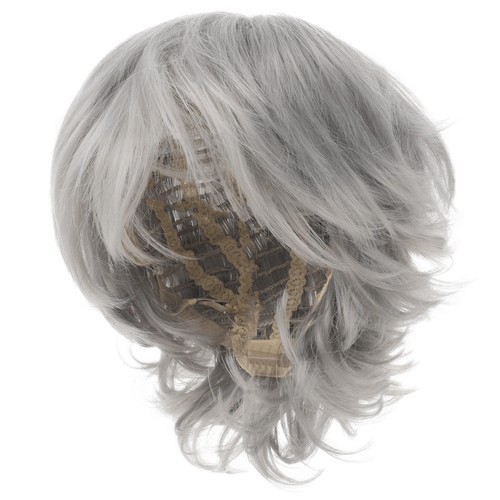 Short curly grey wig synthetic - short,