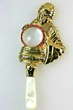 FORTUNE TELLER READER GOLD PLATED 18CT MAGNIFYING GLASS RUBY CRYSTAL BALL