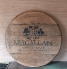 RECLAIMED SOLID OAK WHISKEY BARREL LID WAXED MANCAVE DECOR MACALLAN SCOTTISH 