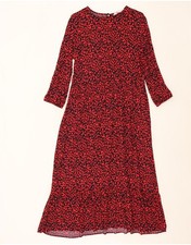 ZARA Womens 3/4 Sleeve Maxi Dress UK 10 Small Red Animal Print Viscose BB03