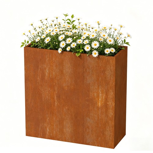 Corten steel planter x - corten, 24"l