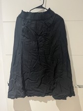 M&S long black Skirt Cotton Size 8 Elasticated Waist With Pockets