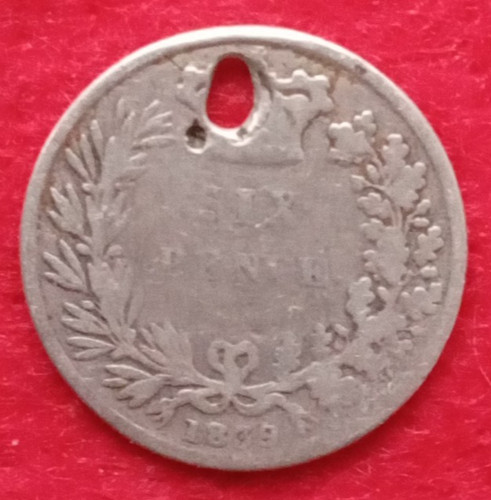 1839 victoria sixpence holed - victoria,