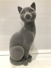Grey Velveteen Sitting Cat