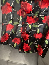 Black, Red & White PEONY Flower Scarf,  35 x 140 cm