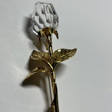 Vintage SWAROVSKI Crystal Rose Pin Brooch Clear Gold Tone Swan Signed