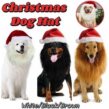 Santa Dog Cat Costume Christmas Dog Hat Funny Santa Claus Hat with White Beard