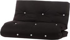 Foldable Futon Sofa Bed Double Mattress 3 Seater Black Guest Bed 135x190cm