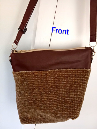 Brown textured faux leather - faux,