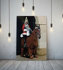 BANKSY COMICAL HORSE GUARD - DEEP FRAMED CANVAS WALL ART GRAFFITI  PRINT-