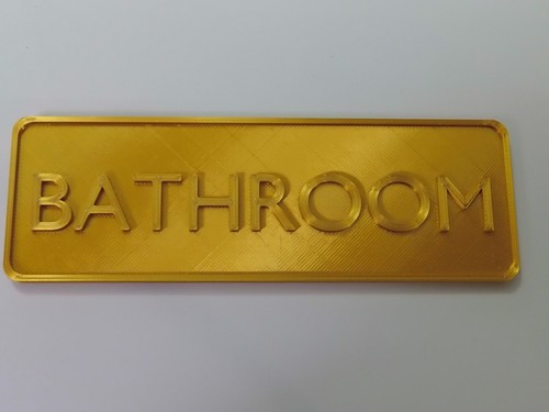 Silk gold bathroom door - gold, sign