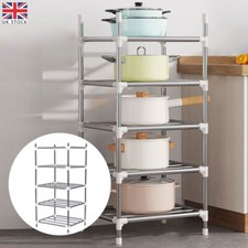 5 Tier Kitchen Pot Pan Saucepan Storage Rack Holder Chrome Organiser Stand Shelf