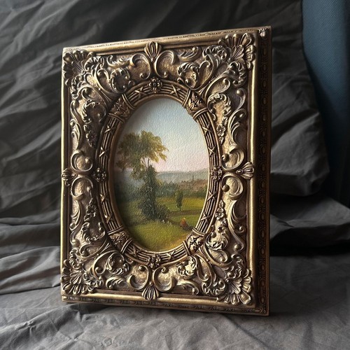 Framed landscape oil - oil, painting