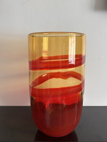 Vintage large amber red yellow - large,