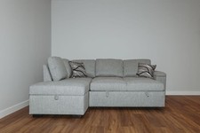 Corner Sofa Bed ABIGAIL Left – L-Shaped Fabric Settee With Storage & Bed DAKO®