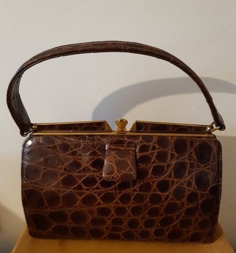 Vintage real crocodile brown - real,