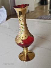 Vintage Ruby Redand Gold Bohemian Or Czech Art Glass Vase