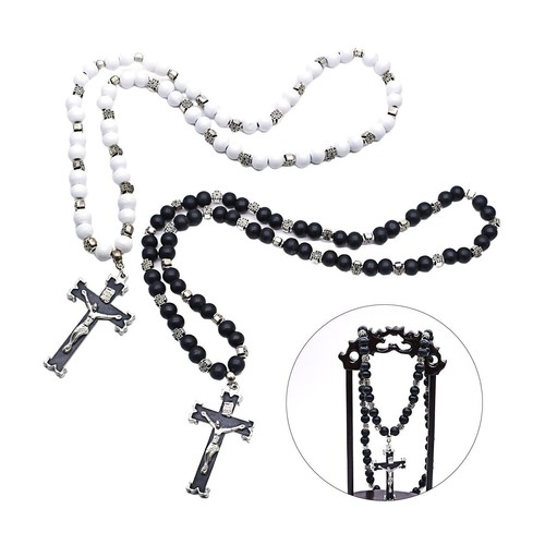 Rosary cross pendant - pendant, mens