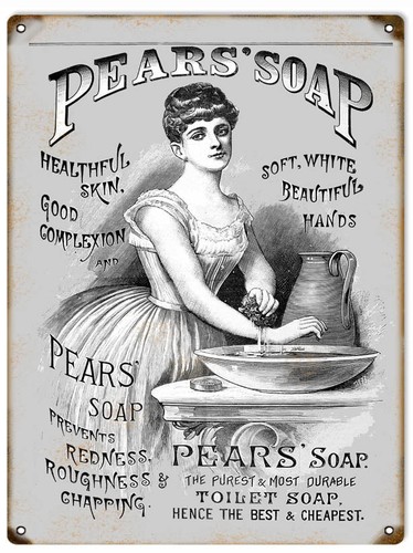 Vintage pear soap - metal, sign