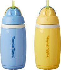 Tommee Tippee Insulated Active Straw Cup, 266ml 2 Pack Blue & Yellow ex-display