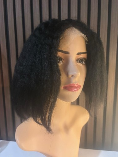 Short black straight bob wig - black,