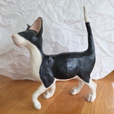 VINTAGE LARGE PAW PRINT BLACK & WHITE CAT 23cm FIGURINE A8548 UNESCO LTD 