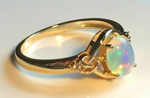 Fire opal ring natural 8x6mm - fire,